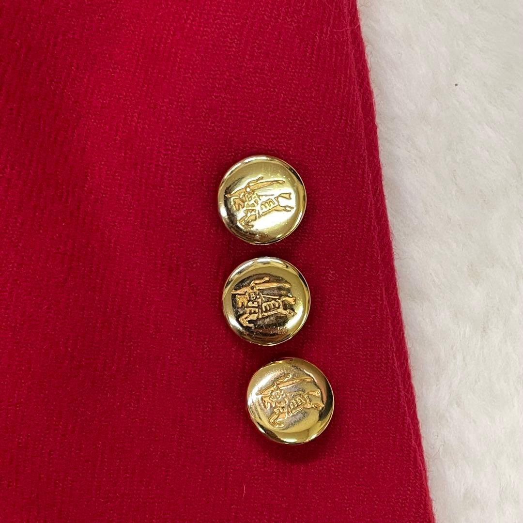 極美品　BURBERRY 金ボタン　赤いダブルブレストテーラードジャケット
