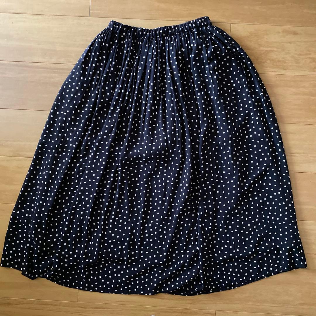 【美品】かぐれ　ドットギャザースカート　BLACK