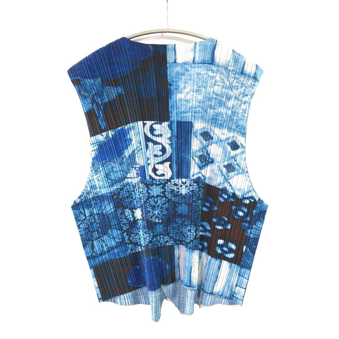 97ss ISSEY MIYAKE MEN プリーツ加工ベスト ブルー