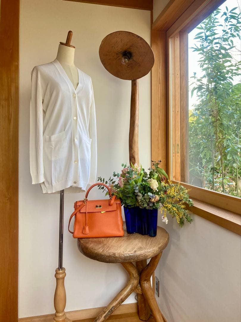 HERMÈS ロングカーディガン シェルボタン ビスコース正規品 クリーニング済