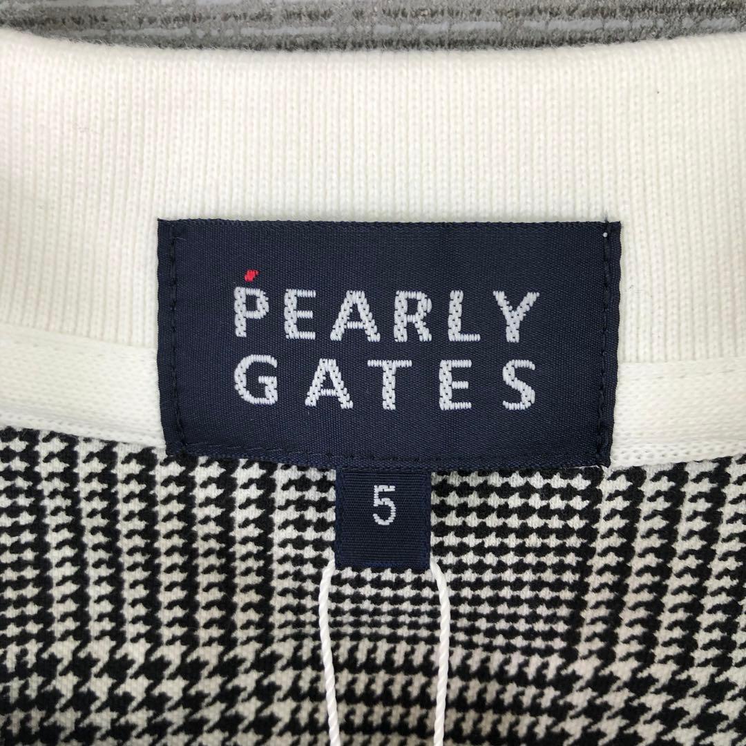 未使用品 PEARLY GATES チェック 半袖 ポロシャツ 5 グレー