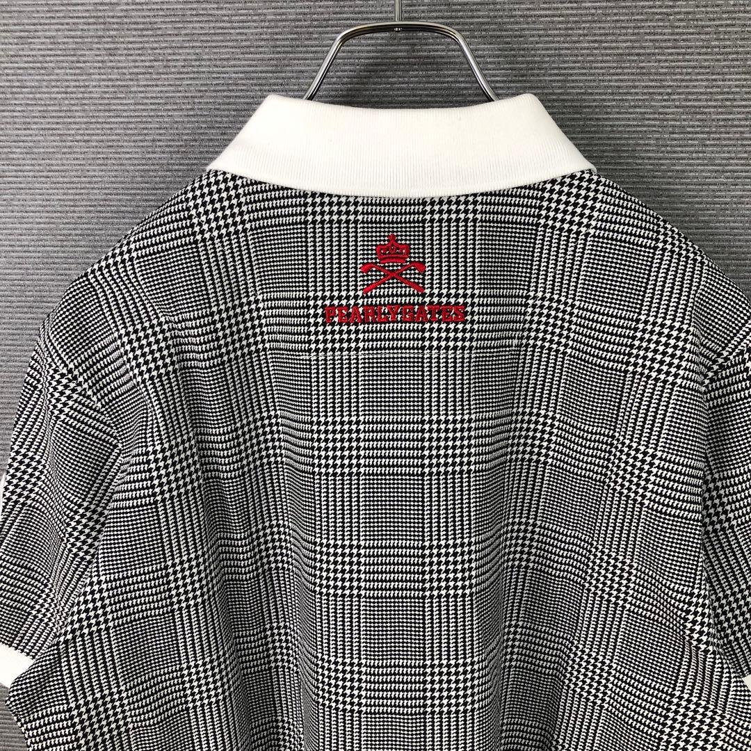 未使用品 PEARLY GATES チェック 半袖 ポロシャツ 5 グレー