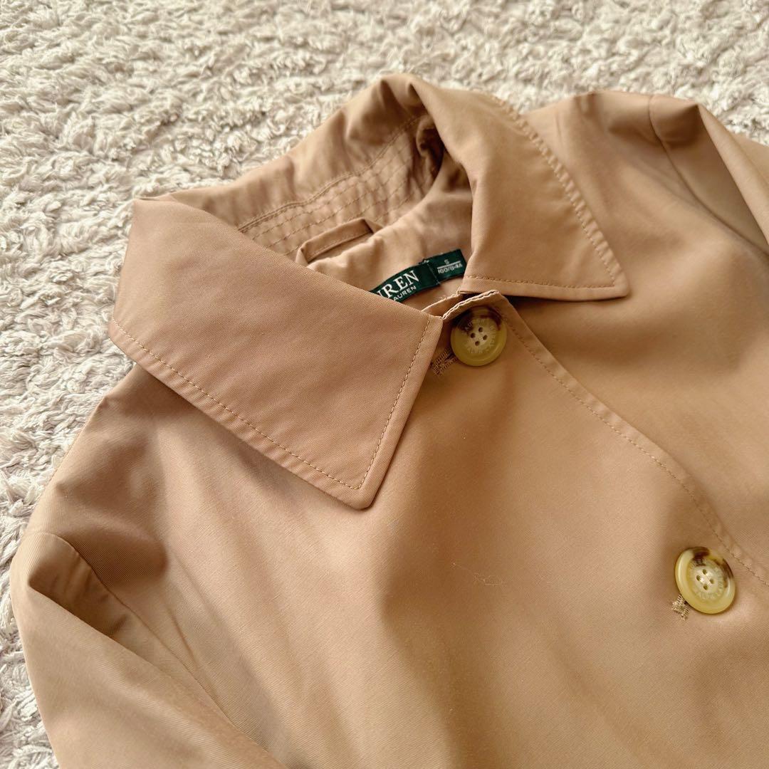 ラルフローレン：美品【コットンポリ／チェーン柄】セミロング•ステンカラーコート