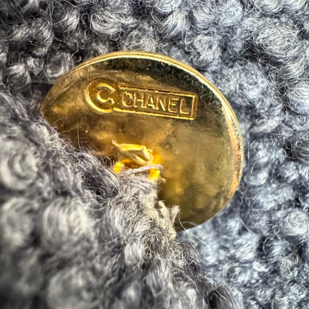 【美品】シャネル CHANEL ツイードジャケット ノーカラー グレー タグなし