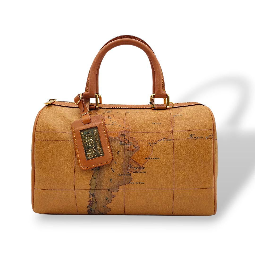 【極美品】プリマクラッセ　ボストンバッグ　地図柄 レザー 2way ショルダー