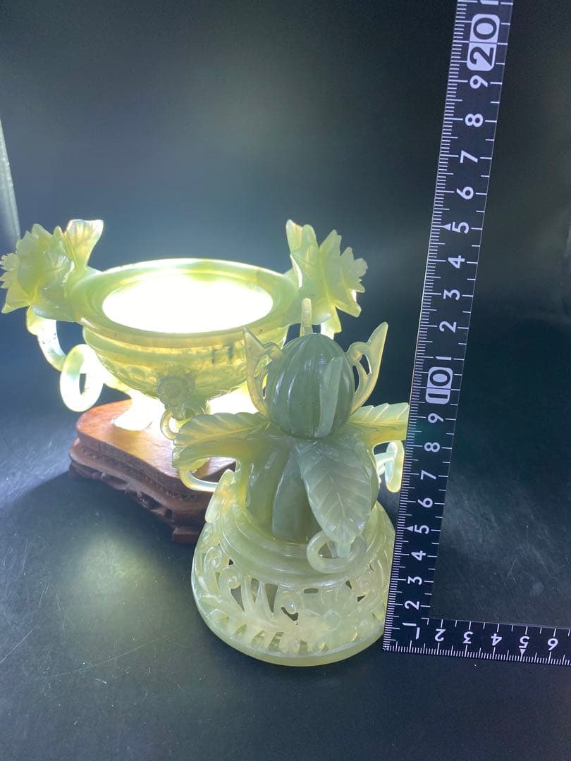 コレクター放出品　翡翠 蓮の花彫刻 香炉