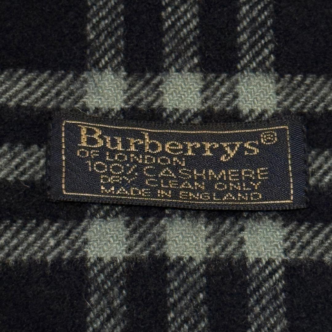 バーバリー Burberrys 100%カシミヤ チェックマフラー　ネイビー