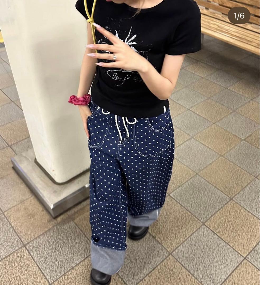 【完売タグ付き】ファンシークラブ Fancyclub ドットデニムパンツ