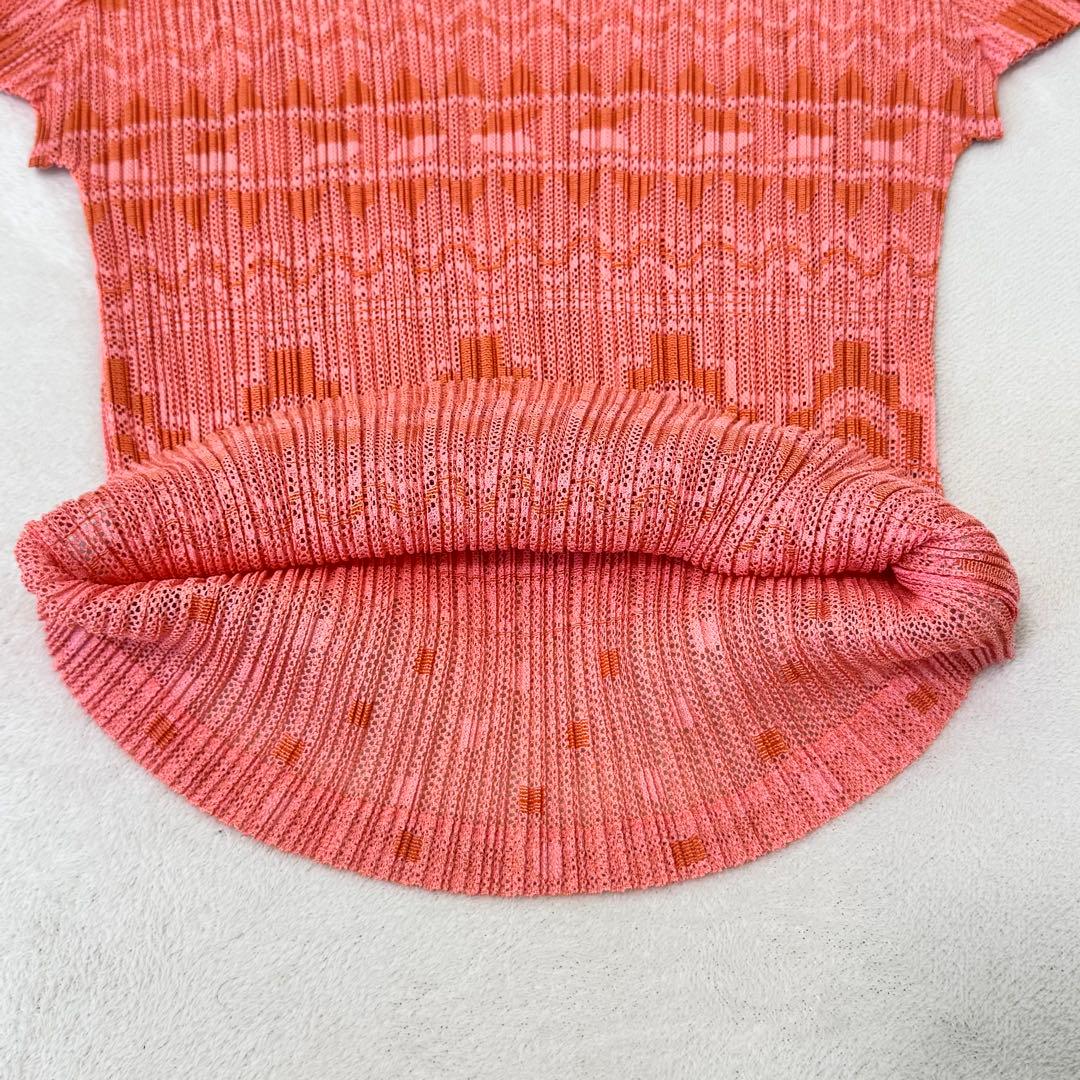 極美品✨PLEATS PLEASE プリーツ　総柄　赤色　メッシュ　サイズ3