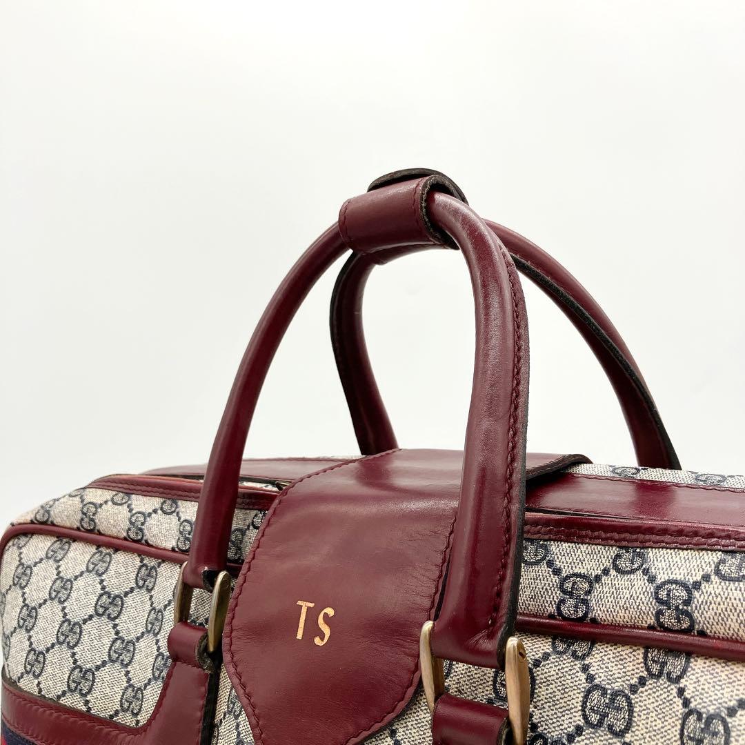 希少カラー【GUCCI】ボストンバッグ　旅行鞄　シェリーライン　GGスプリーム