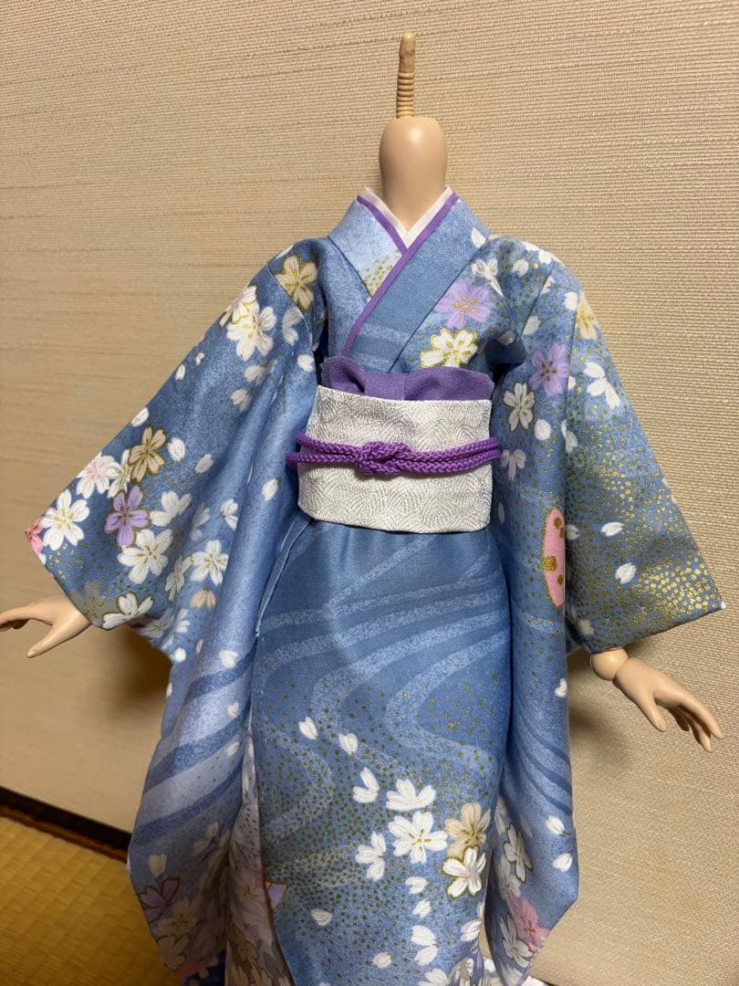 羅紗DDP.DDS対応 青地桜柄着物セット