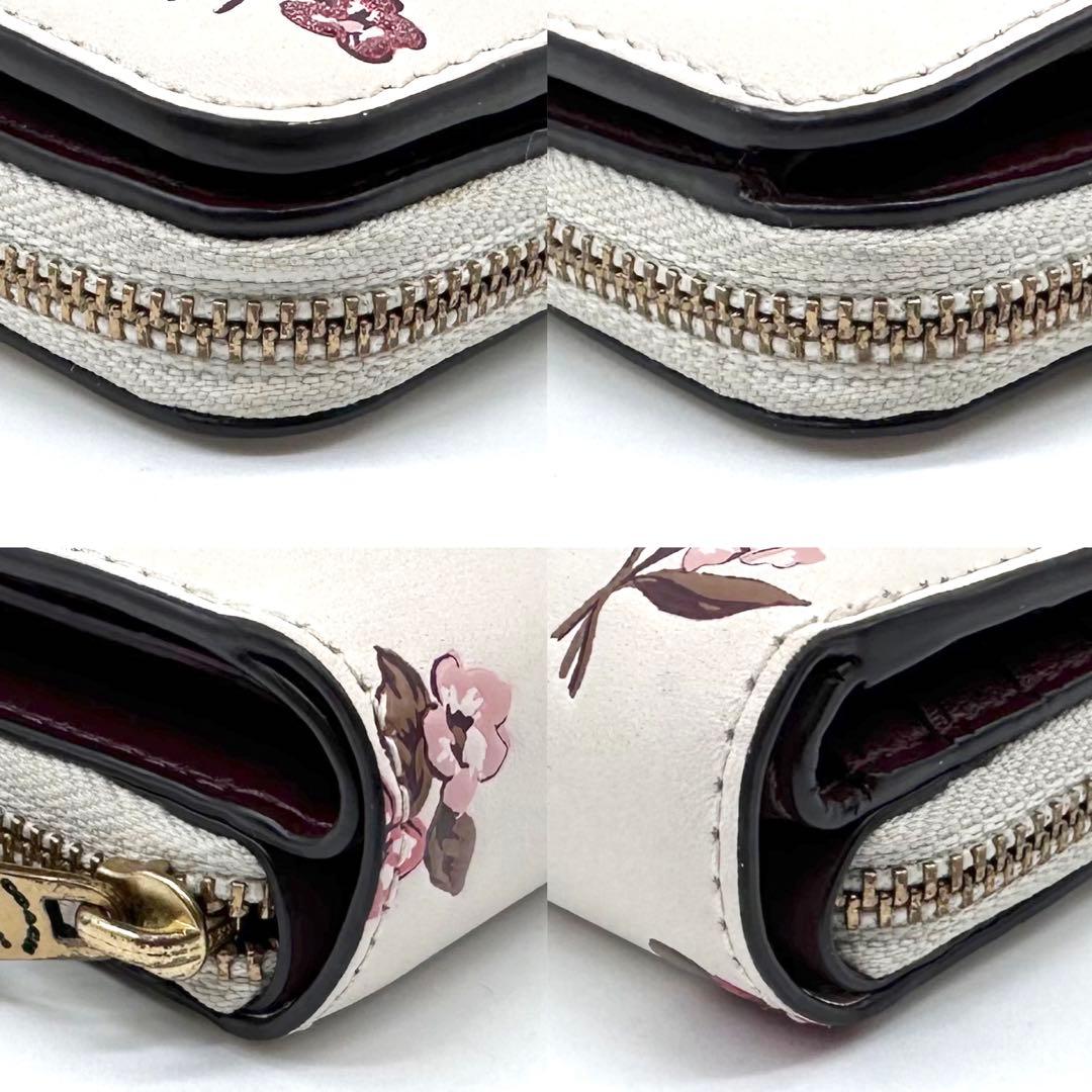 美品✨COACH コーチ 二つ折り財布 レザー てんとう虫 フローラル 日本限定