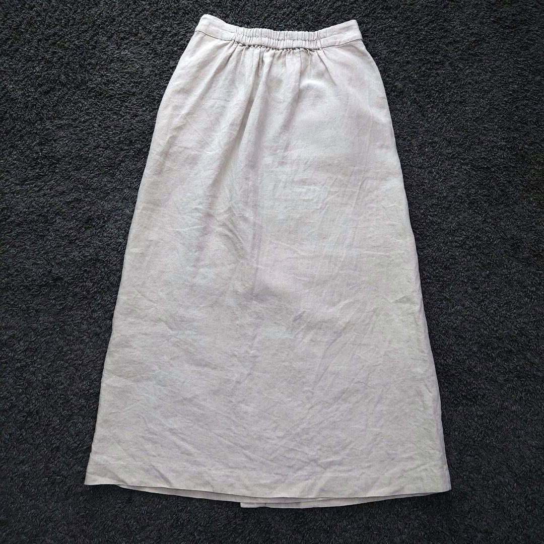 【売約済】kagure　かぐれ　リネン100%　ペンシルスカート　ロング 生成り