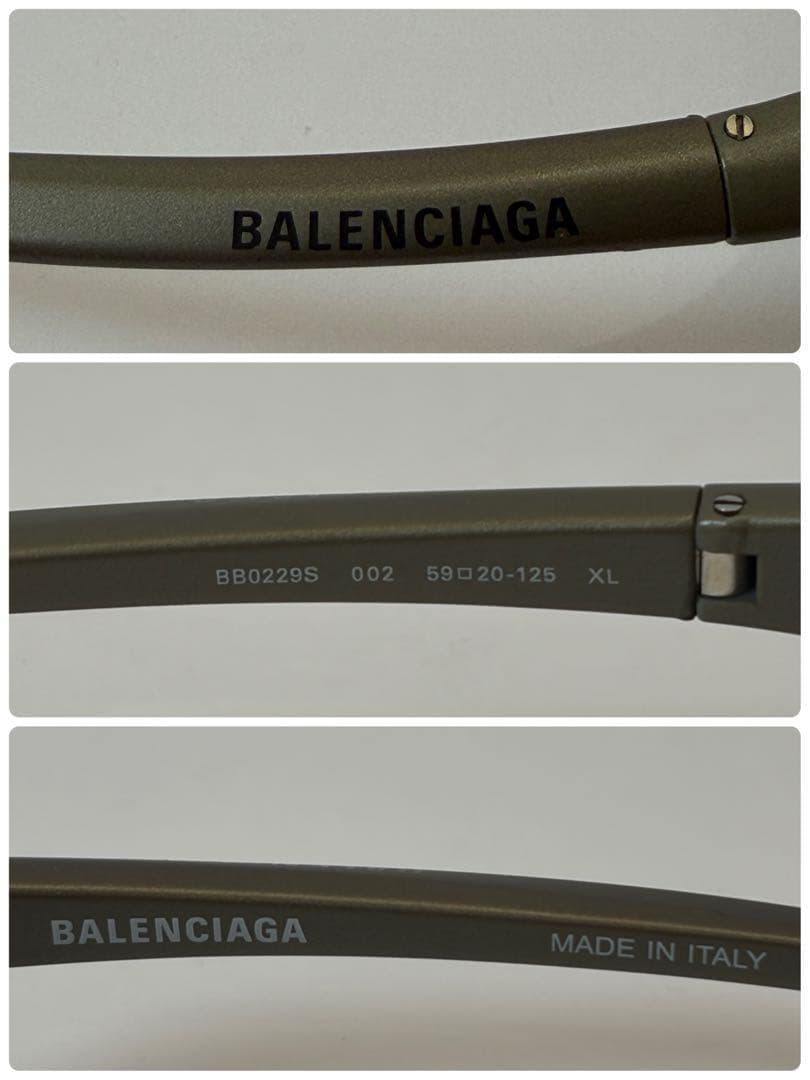 バレンシアガ グレーBatスクエアサングラス BB0229S ミラーレンズ
