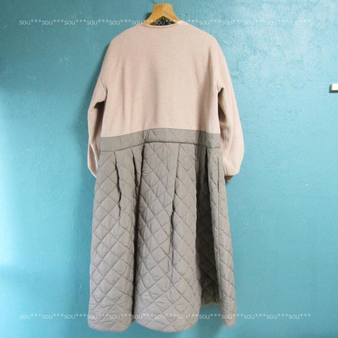【美品】CAROLINA GLASER / キルティング配色コート/ベージュ