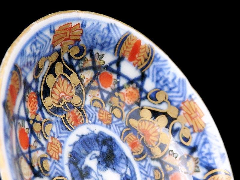 古伊万里　金襴手　団龍紋に花の図　豆皿　AS-CIy