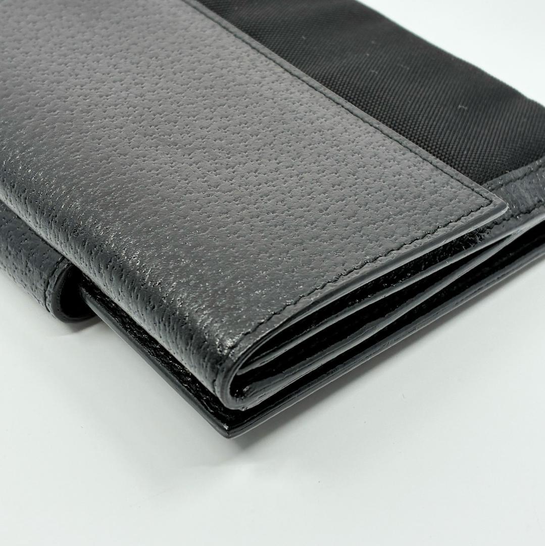極美品 GUCCI グッチ レザー 二つ折り財布 黒 ブラック A1349A6