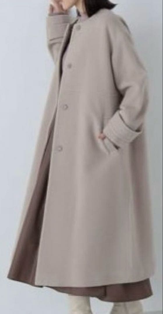 新品NATURAL BEAUTY BASICフォルムノーカラーロングコートPS