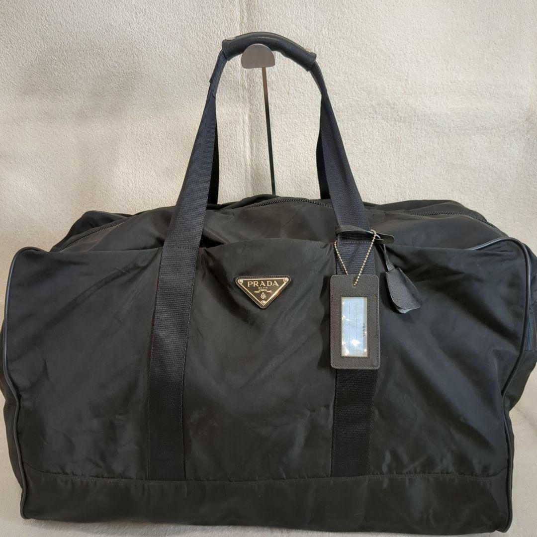 PRADA ボストンバッグ ブラック テスートナイロン 三角ロゴ 旅行バッグ