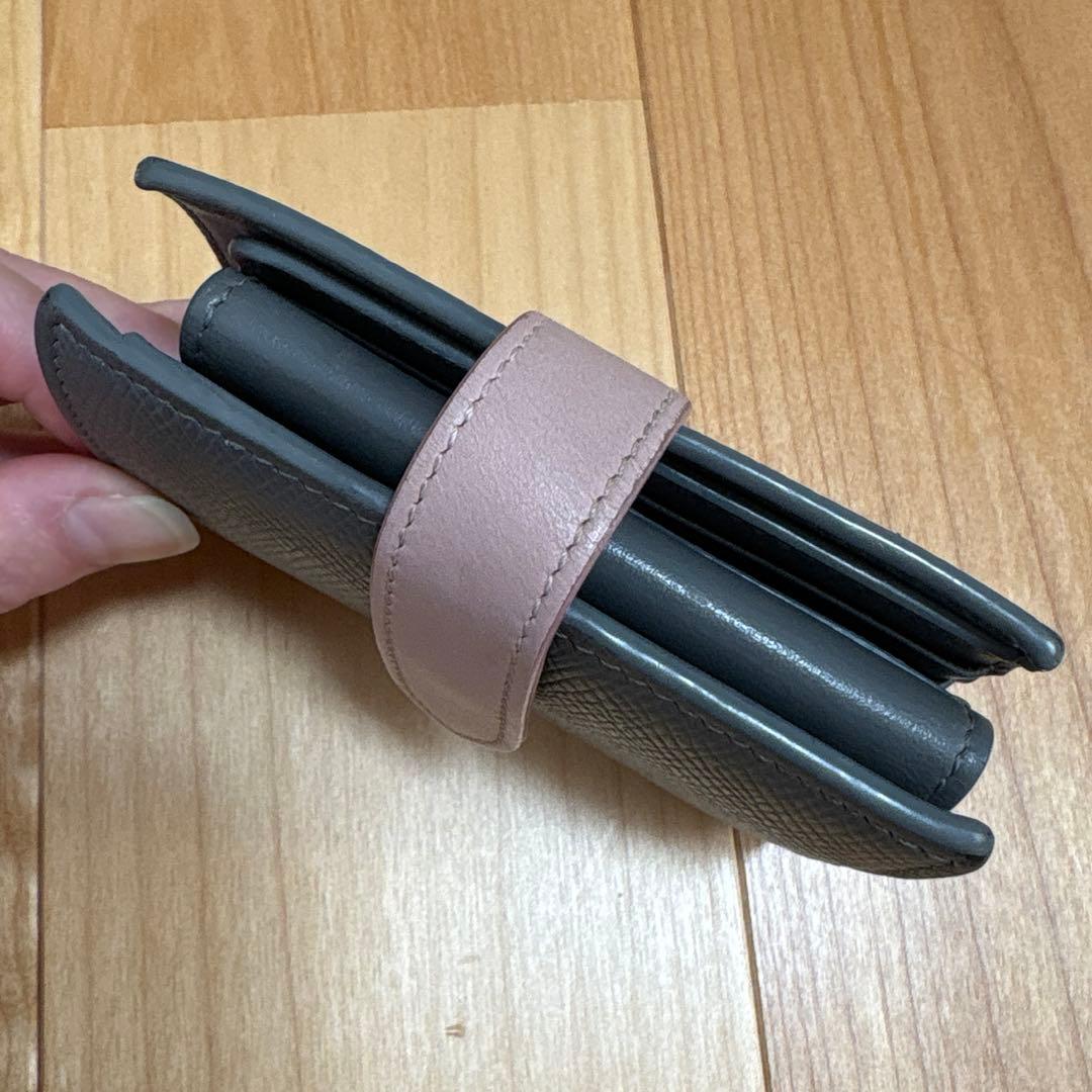 セリーヌ　バイカラー　折財布　コンパクト