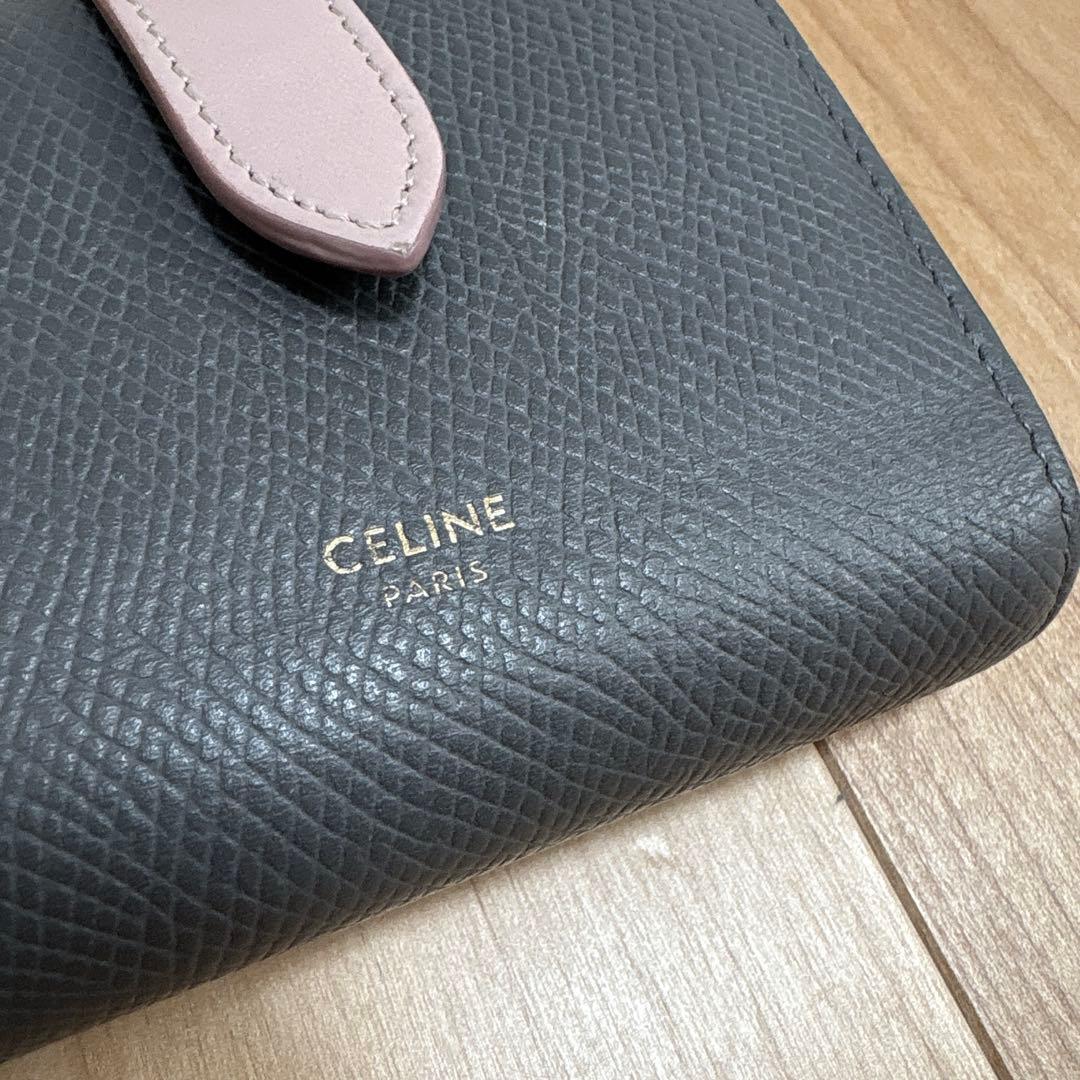セリーヌ　バイカラー　折財布　コンパクト