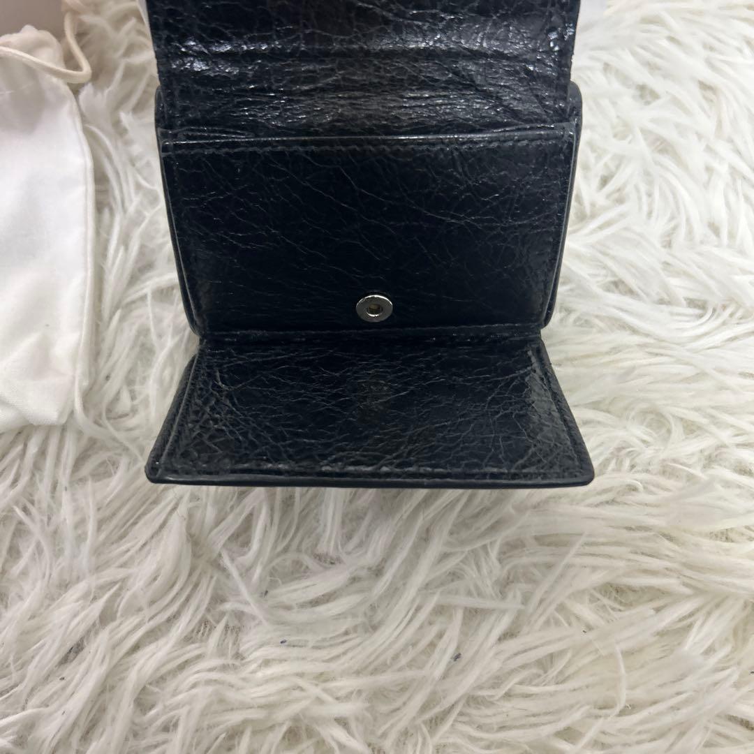 美品✨バレンシアガ　三つ折り財布　ミニウォレット クラシック ブラック レザー