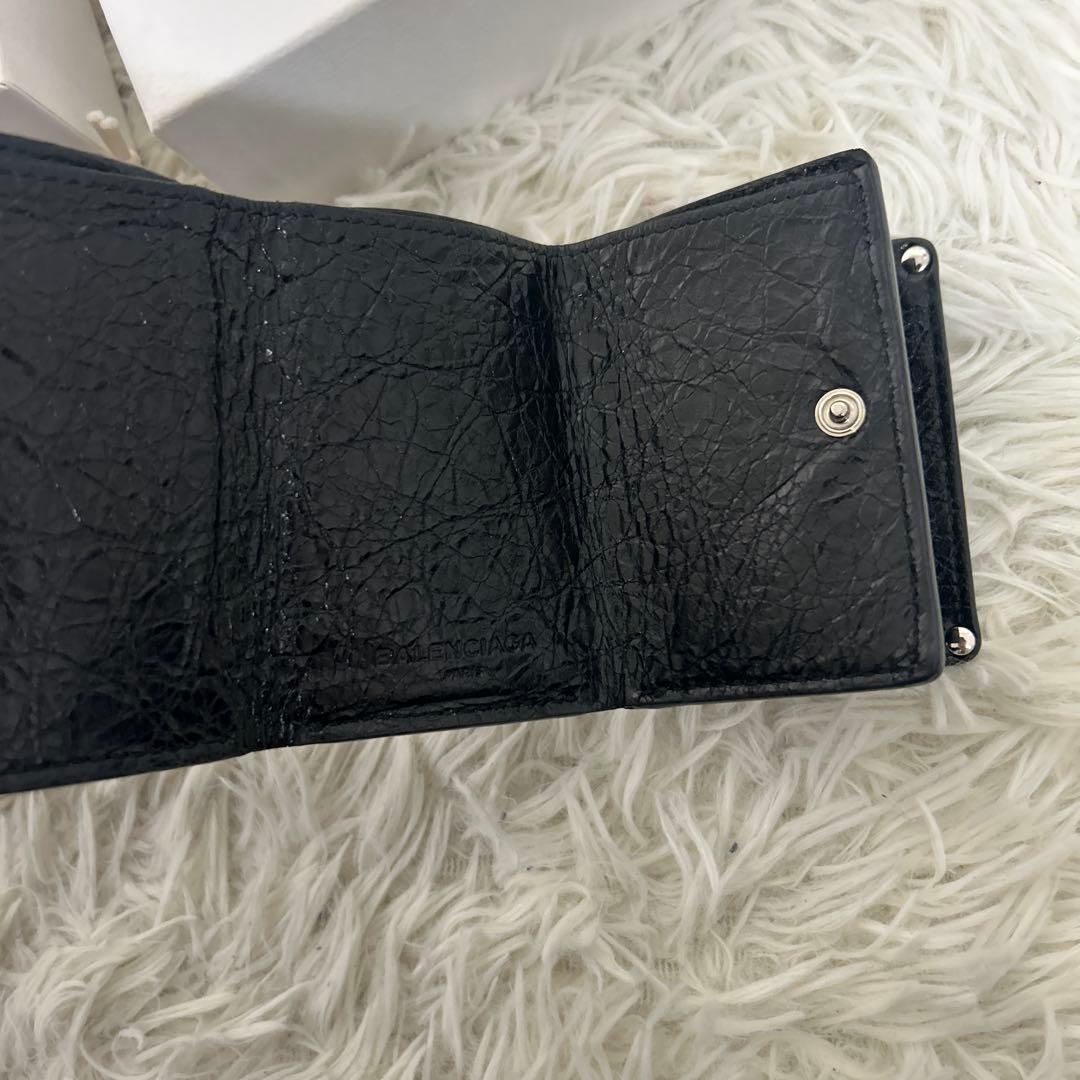 美品✨バレンシアガ　三つ折り財布　ミニウォレット クラシック ブラック レザー