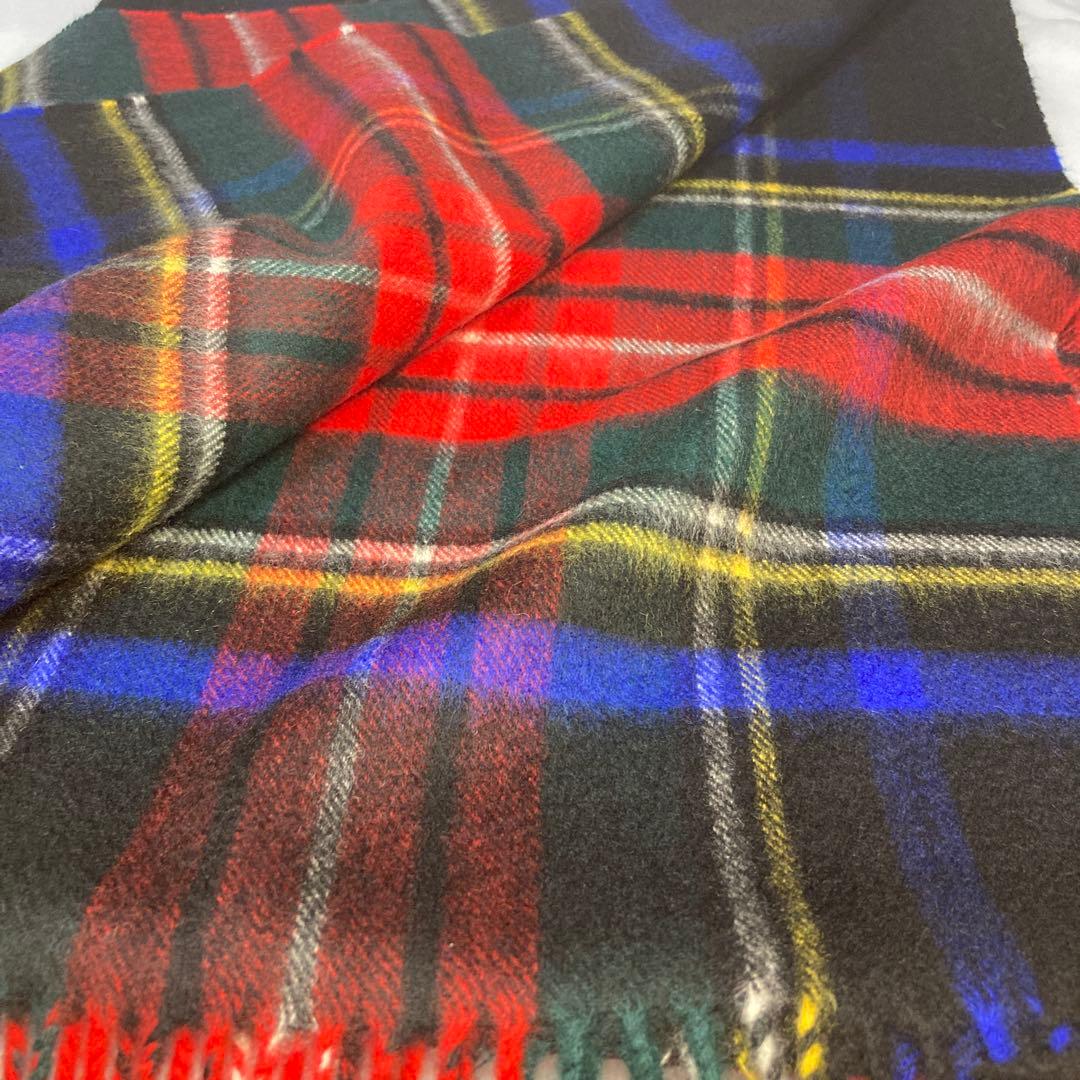 極美品 ジョンストンズ カシミヤ100％ 大判 ブラックスチュワート 国内正規品