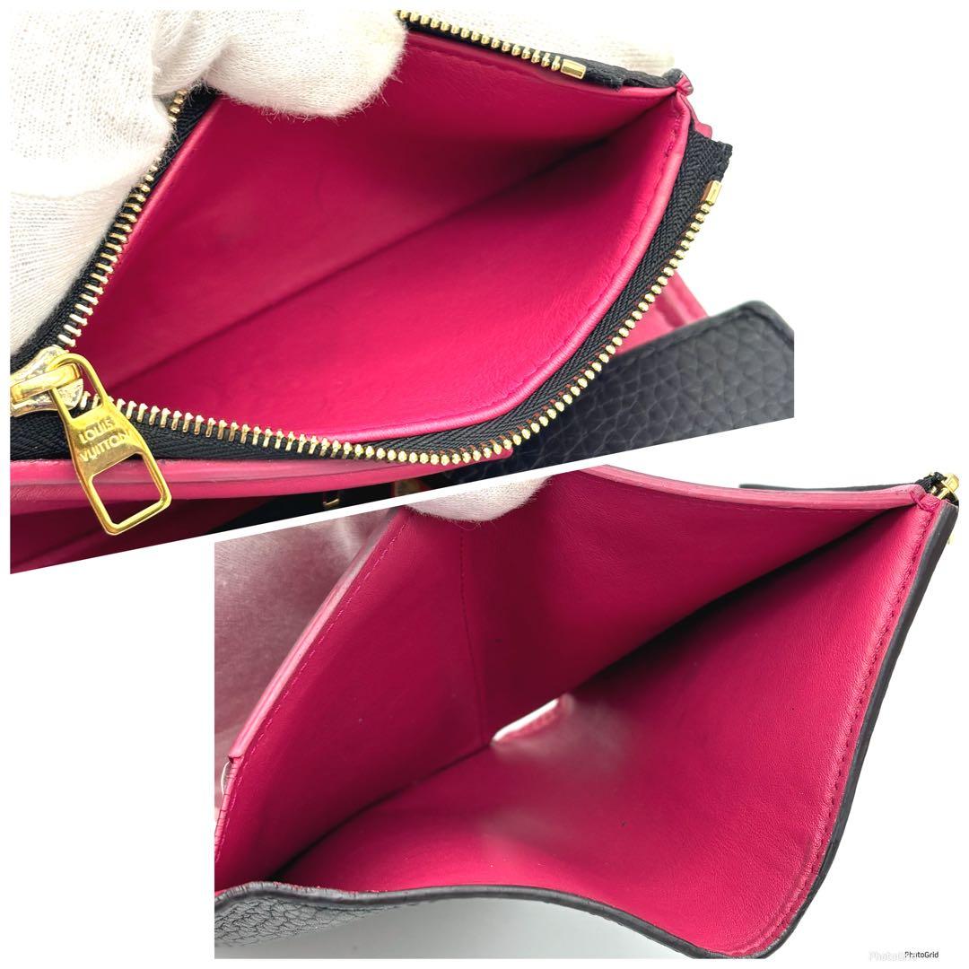 【美品】ルイヴィトン ポルトフォイユ カプシーヌ コンパクト 三つ折り財布 黒