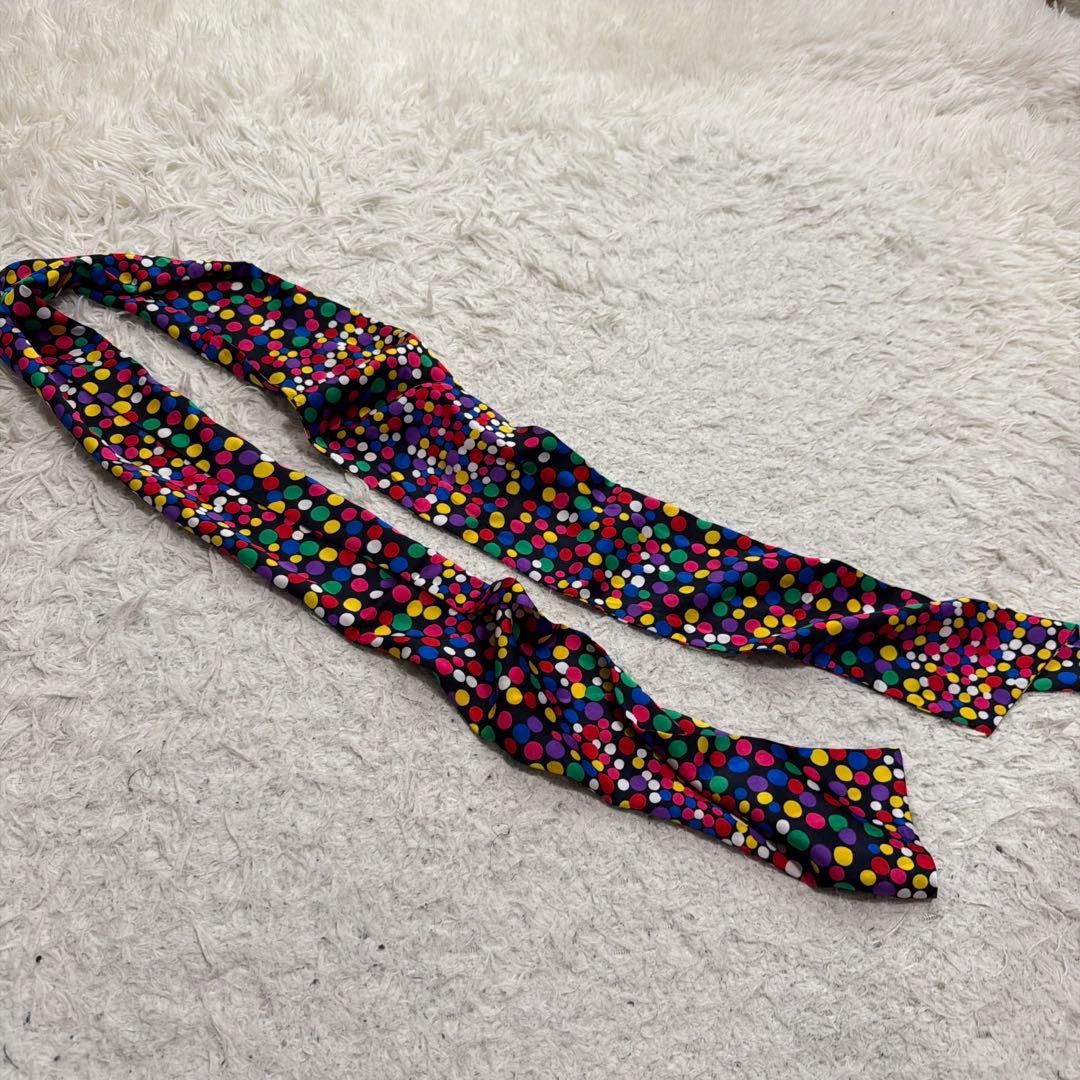 希少極美品　サンローラン　マルチカラーワンピース　スカーフ　ベルト　パフスリーブ