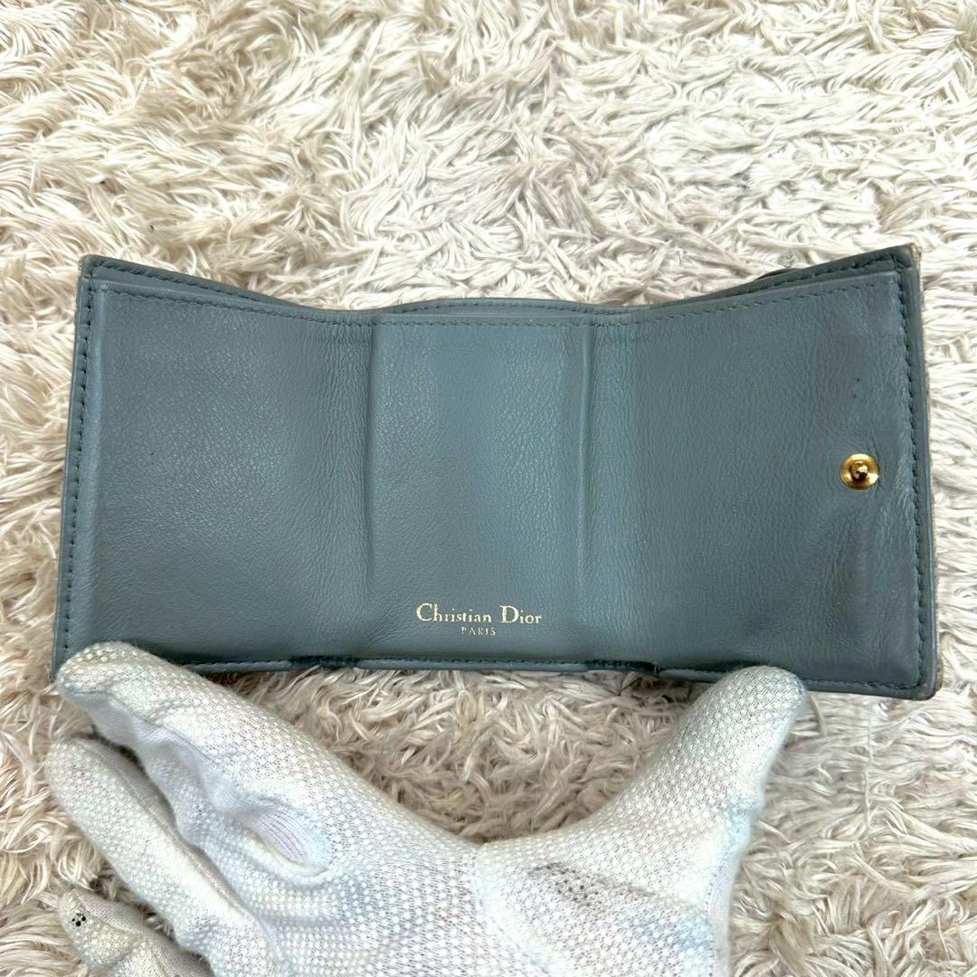 【美品】クリスチャンディオール 三つ折財布 グレー キャンバス トロッター