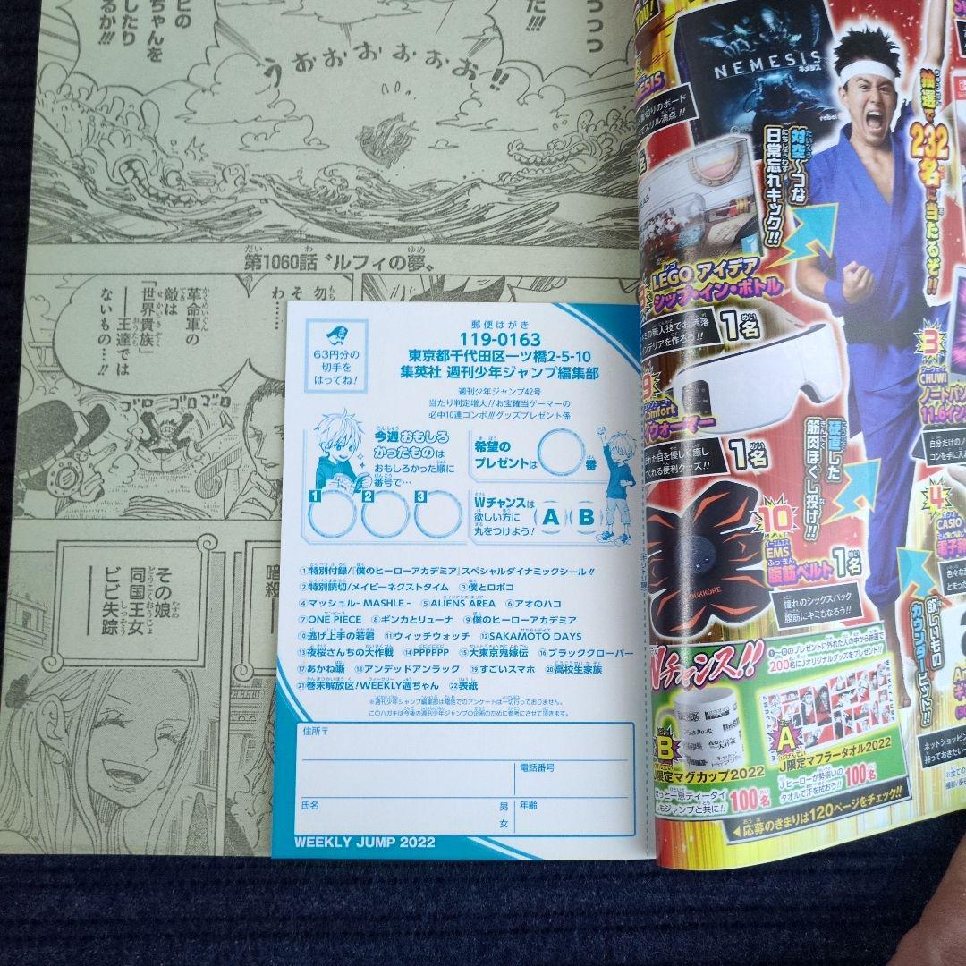 週刊少年ジャンプ2022年42号 ワンピース　ニカ初表紙　　ヒロアカシール