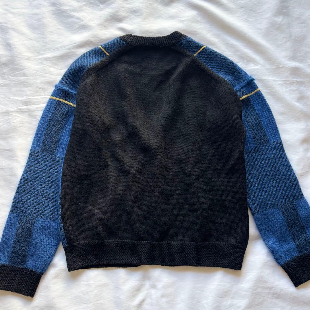 【美品】　ドゥロワー　モヘヤ混シルクウールカーディガン　ニット　チェック　ブルー