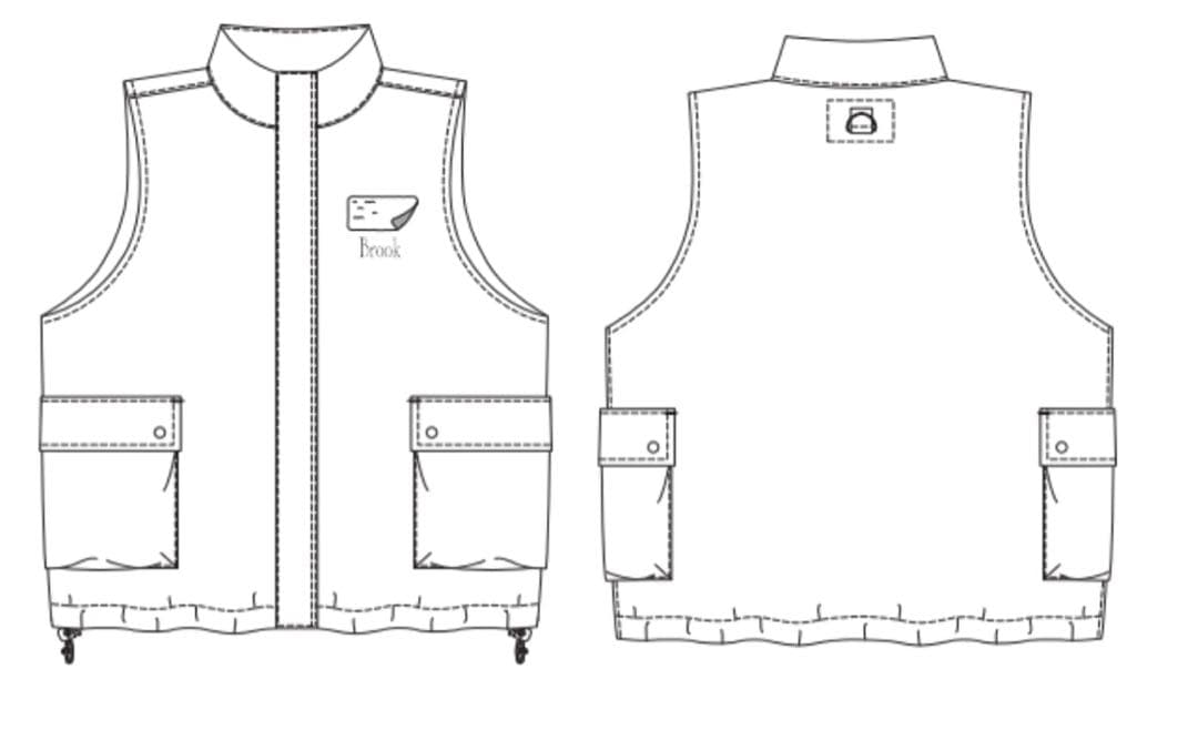 Brook Big Pocket Nylon Vest カーキ色