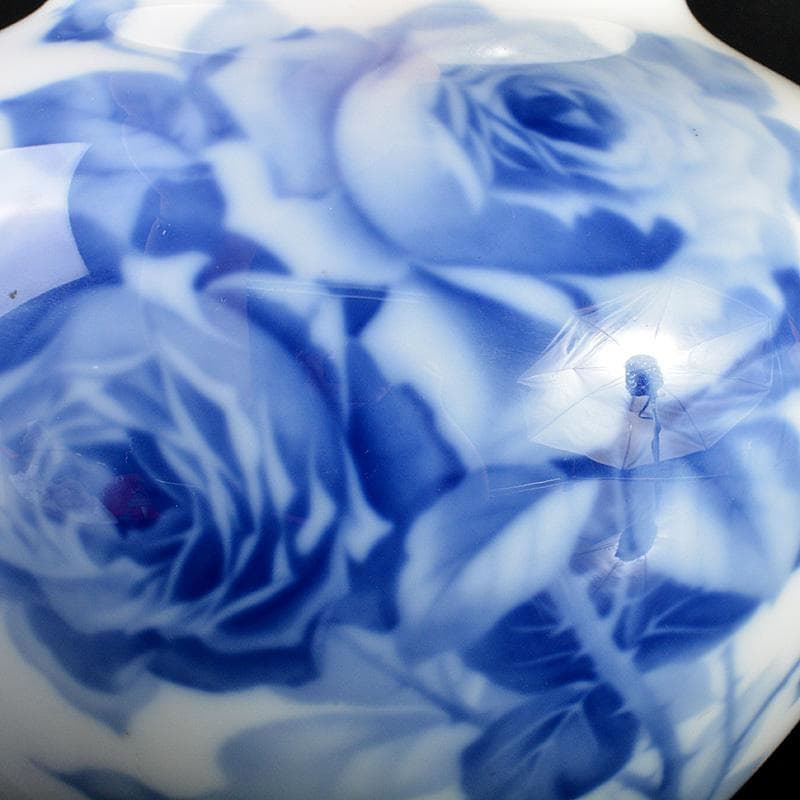 大倉陶園　OKURA　ブルーローズ　花瓶　花入　C　5898C