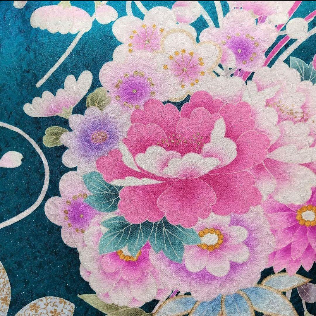 SALE中☆振袖フルセット(7点)・金駒刺繍・金彩加工・銀通し・鹿の子柄