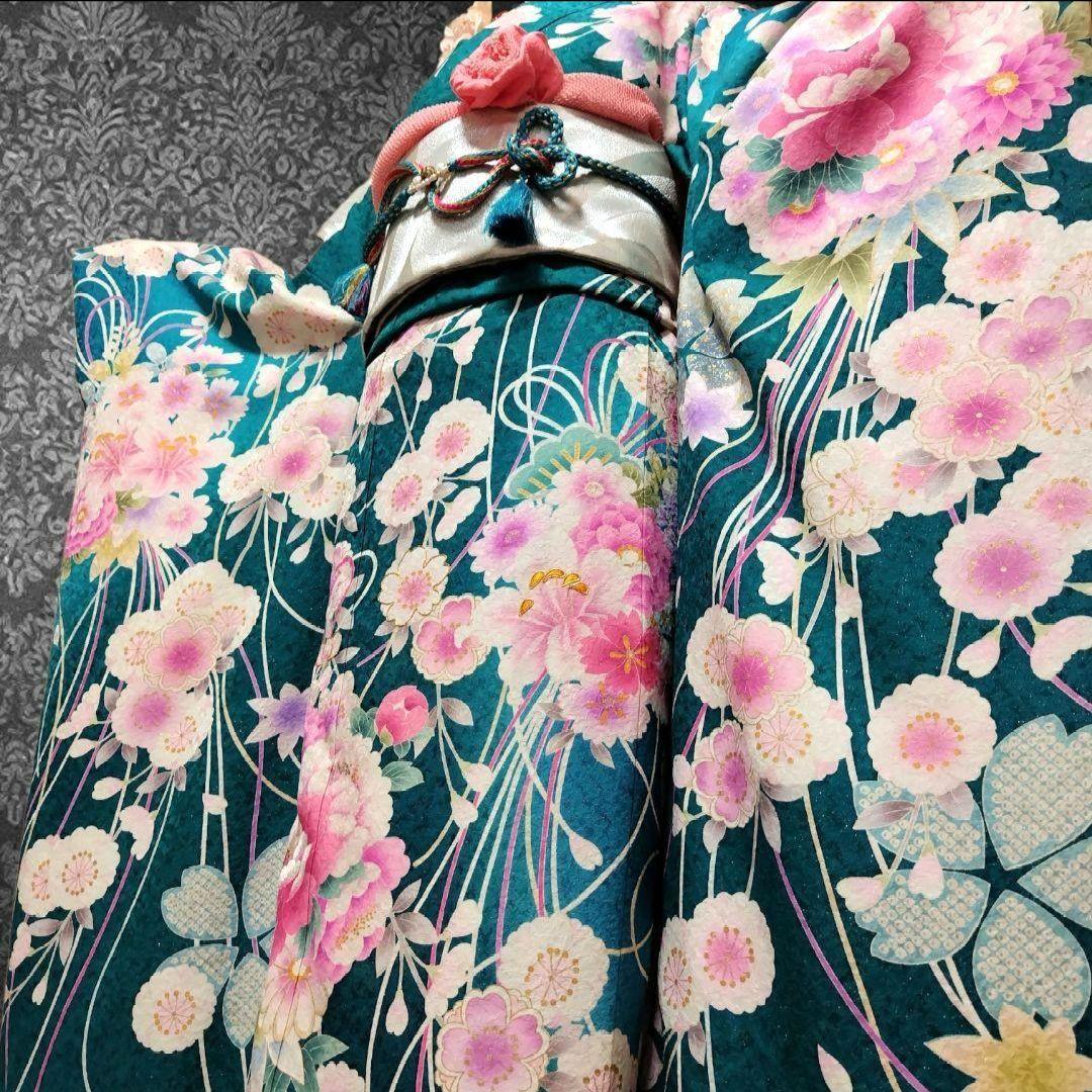 SALE中☆振袖フルセット(7点)・金駒刺繍・金彩加工・銀通し・鹿の子柄