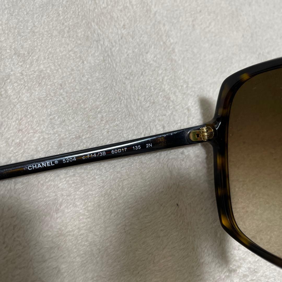 CHANEL ブラウン　スクエア　サングラス　べっこう