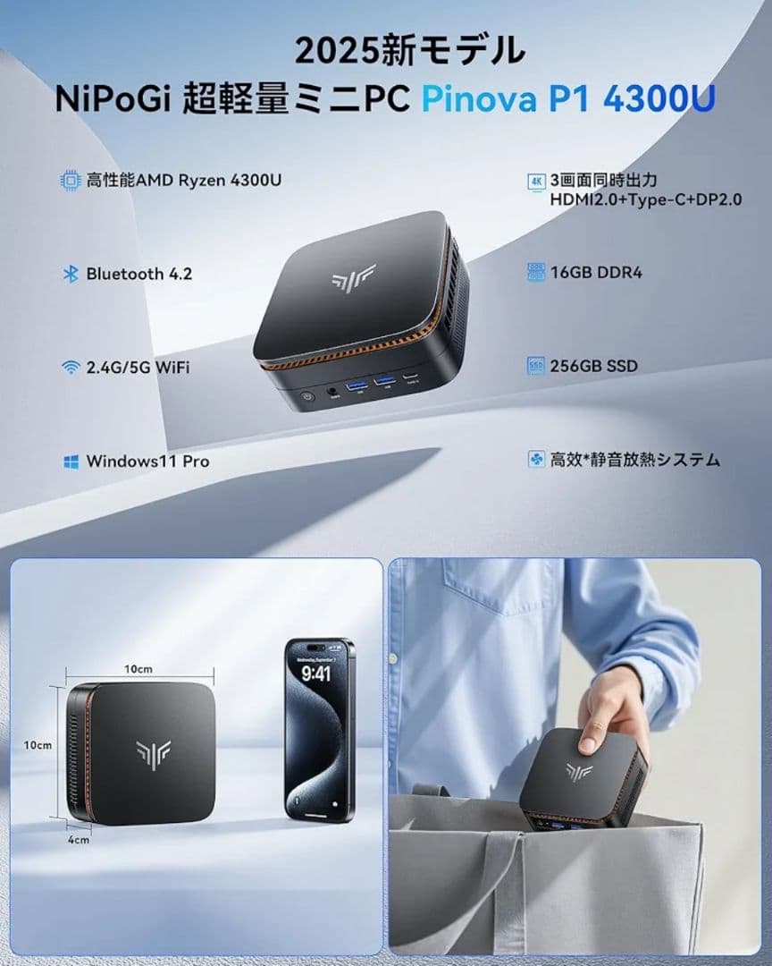 【新品未開封】NIPOGI Ryzen 4300U ミニPC