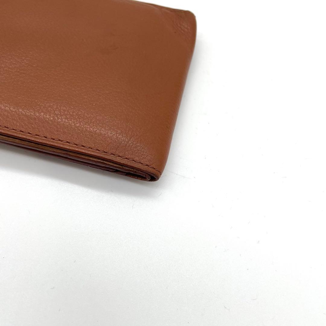 【美品】デルヴォー　二つ折り財布　Dロゴ　ゴールド金具　レザー　ブラウン