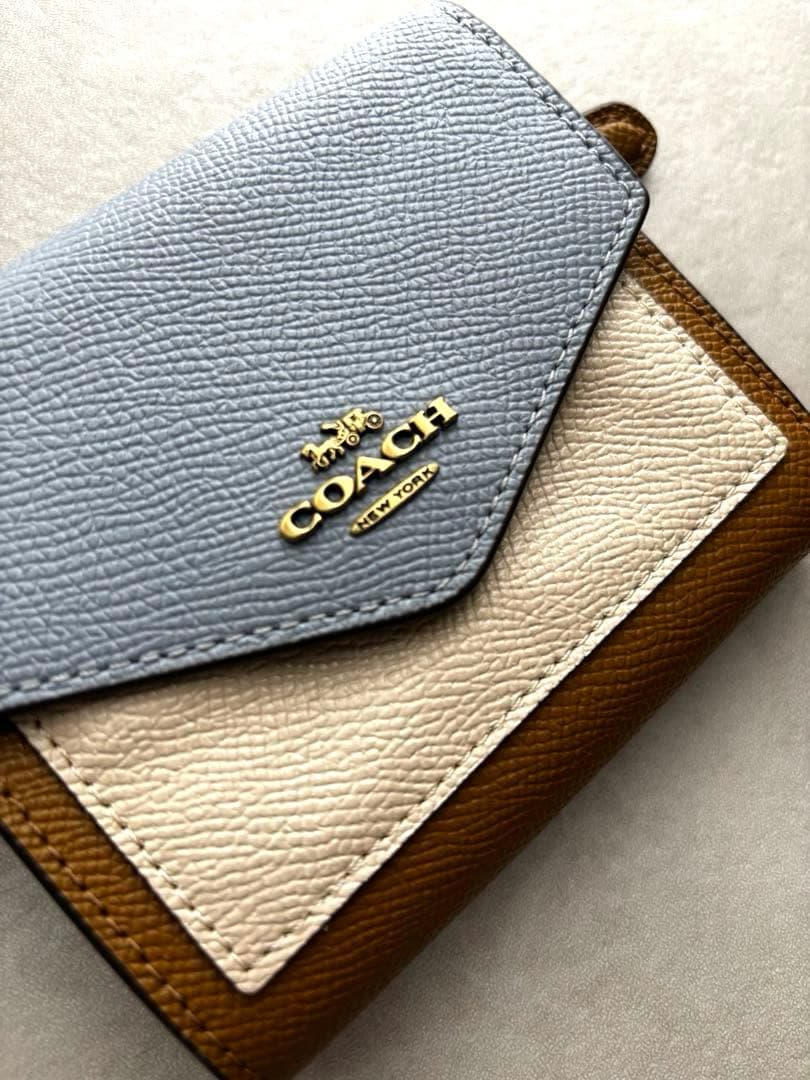 コーチ COACH 二つ折り財布 レザー バイカラー コンパクト