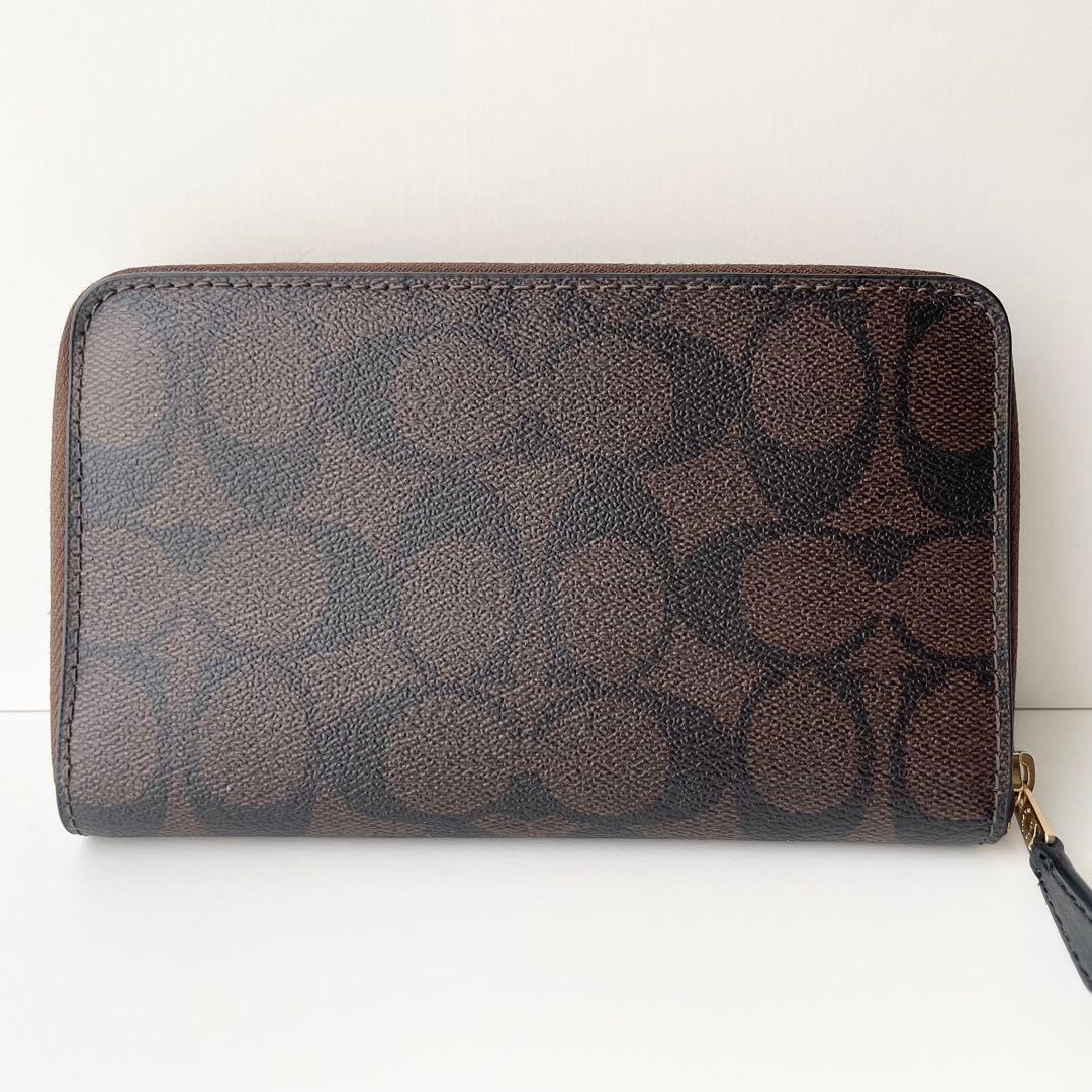 コーチ COACH 折り財布 シグネチャー ミディアム ジップウォレット 茶