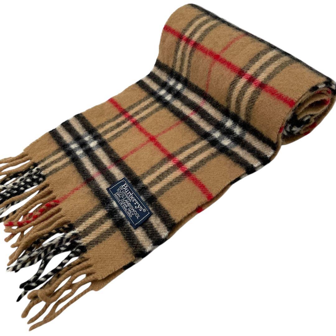 【16-2】Burberry's チェック柄 マフラー 100%ラムウール英国製
