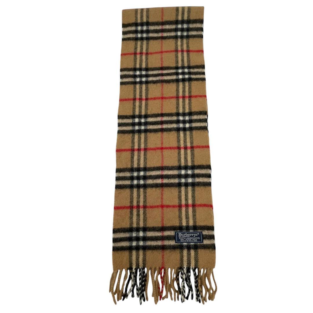 【16-2】Burberry's チェック柄 マフラー 100%ラムウール英国製