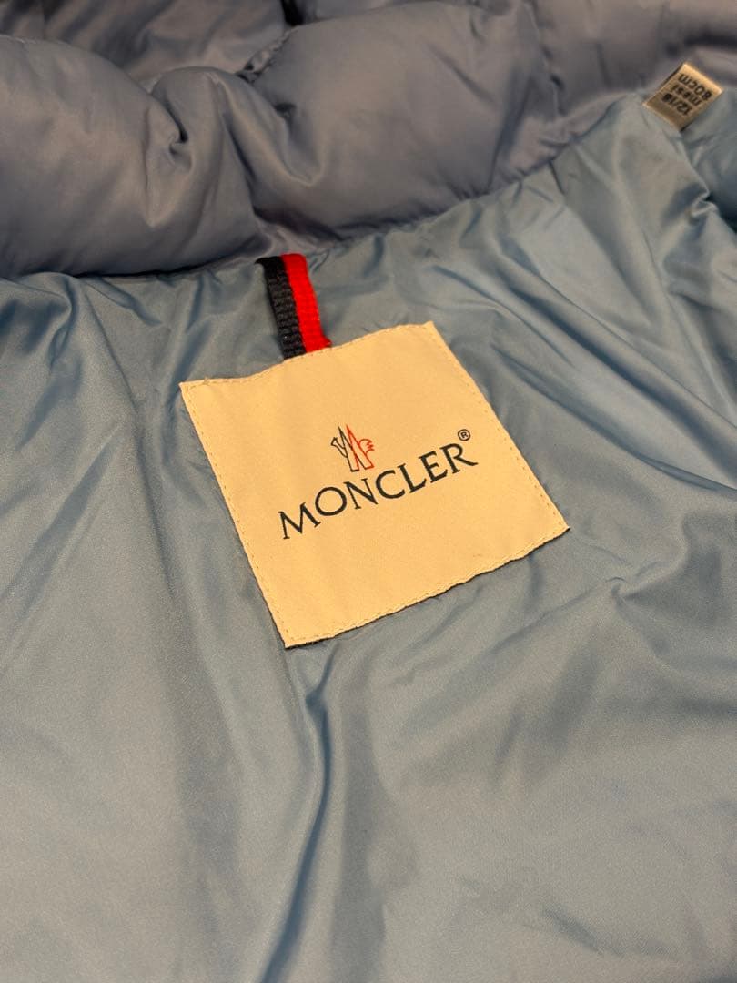 MONCLER フード付きダウンジャケット80cm ライトブルー付属品あり