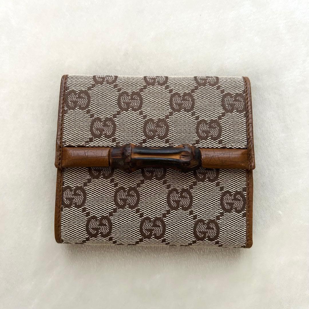 美品 GUCCI グッチ 三つ折り財布 折り財布 GGキャンバス