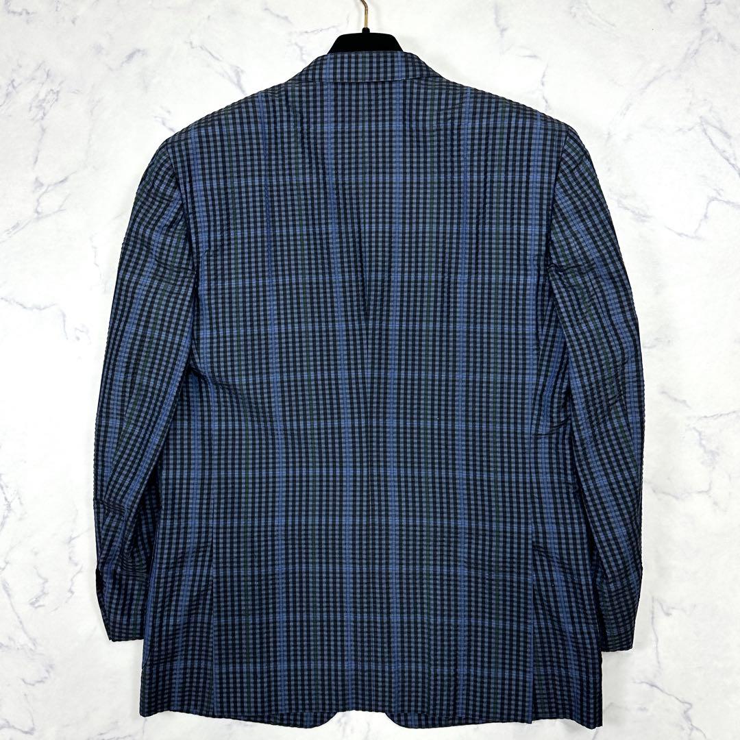 美品【LANVIN】シルク100％ シアサッカー テーラード チェック