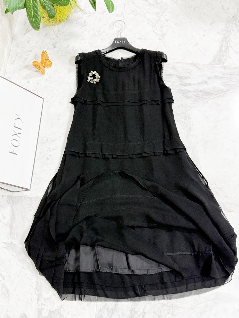 定価約19万★FOXEYフォクシー シルクシフォン ギャッツビー ワンピース40
