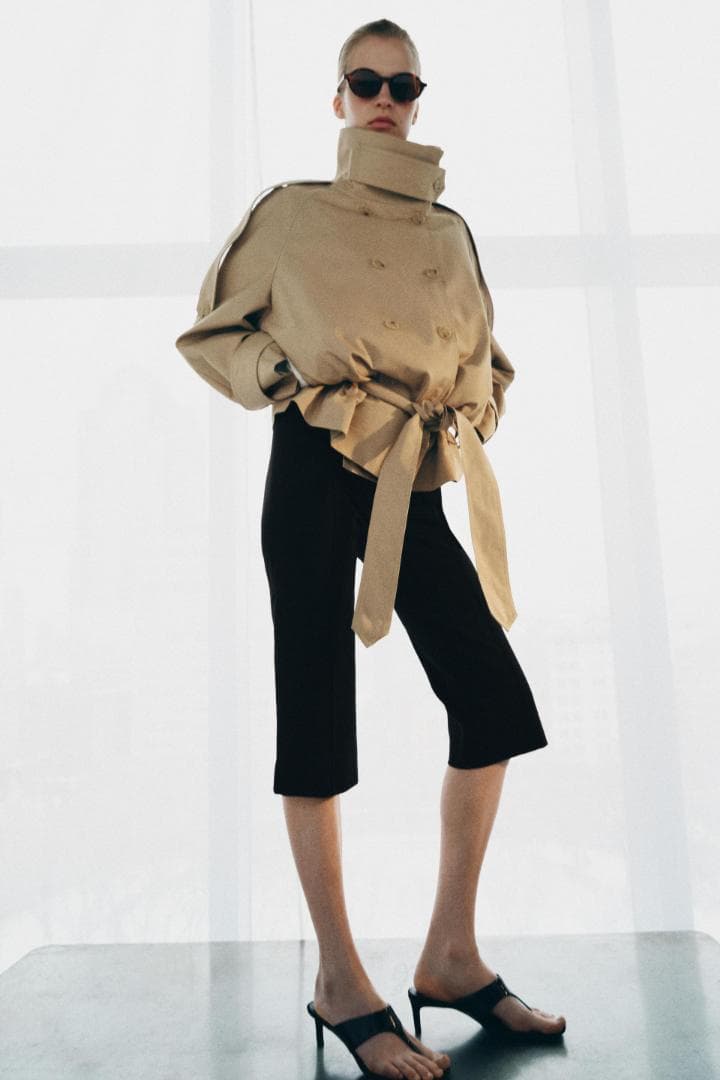 ZARA ショート丈ハイネックトレンチコートZW COLLECTION S