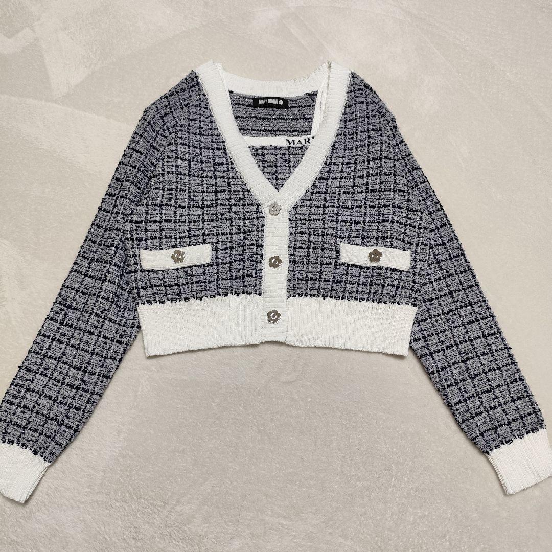 美品 MARY QUANT ツイードニット アンサンブル ネイビー M